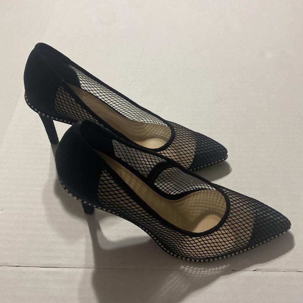 Bar III Black Mesh Pointed Toe Stiletto Pumps with Stud Detail Size 7.5M - Picture 9 of 9